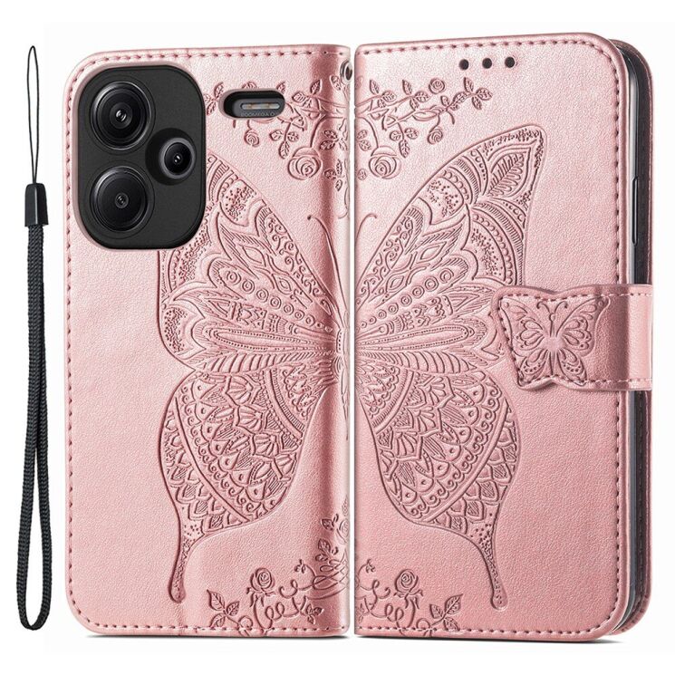 Чехол UniCase Butterfly Pattern для Xiaomi Redmi Note 13 Pro+ - Rose Gold: фото 1 из 6