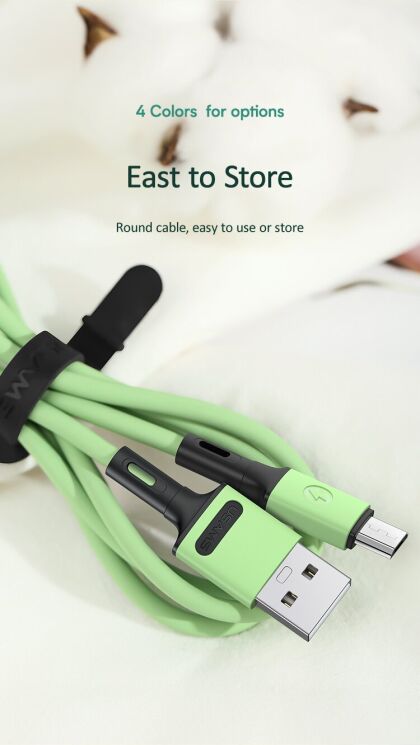 Дата-кабель USAMS US-SJ435 U52 USB to MicroUSB (2.1A, 1m) - Green: фото 14 из 17