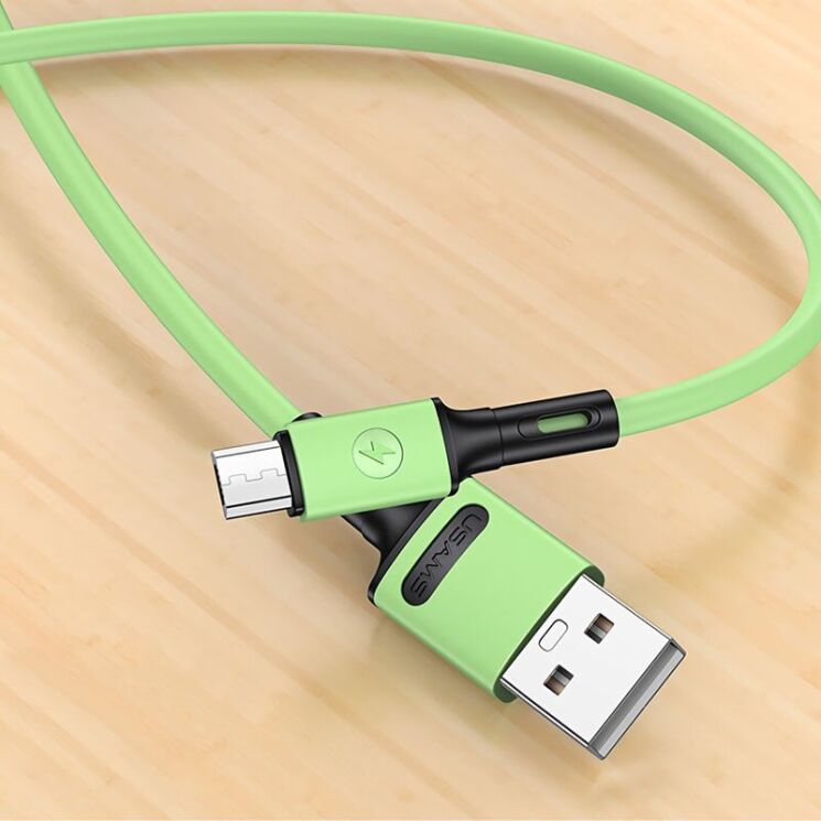Дата-кабель USAMS US-SJ435 U52 USB to MicroUSB (2.1A, 1m) - Green: фото 3 из 17