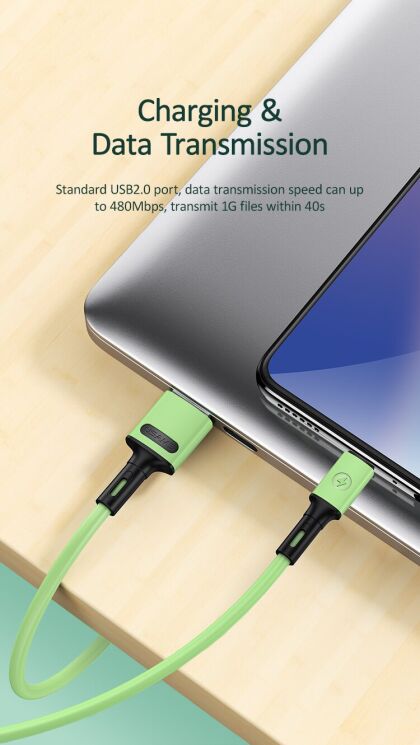 Дата-кабель USAMS US-SJ435 U52 USB to MicroUSB (2.1A, 1m) - Green: фото 15 из 17