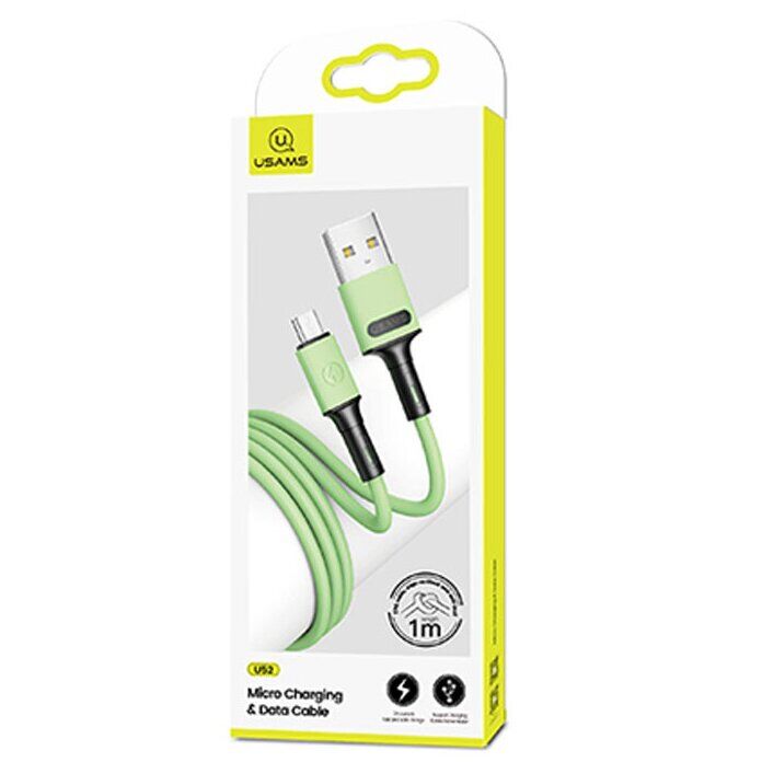 Дата-кабель USAMS US-SJ435 U52 USB to MicroUSB (2.1A, 1m) - Green: фото 5 из 17
