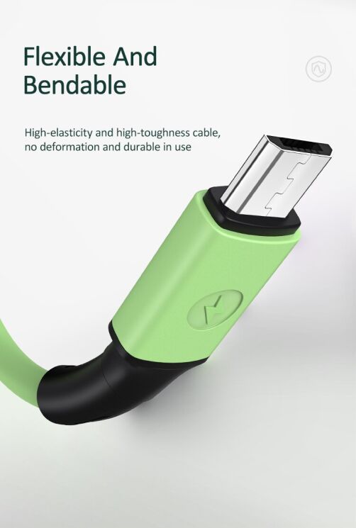 Дата-кабель USAMS US-SJ435 U52 USB to MicroUSB (2.1A, 1m) - Green: фото 11 из 17