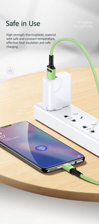 Дата-кабель USAMS US-SJ435 U52 USB to MicroUSB (2.1A, 1m) - Green: фото 10 из 17
