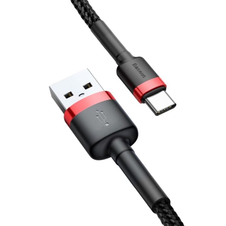 Кабель Baseus Cafule USB to Type-C (3A, 0.5m) CATKLF-A91 - Black / Red: фото 4 з 19