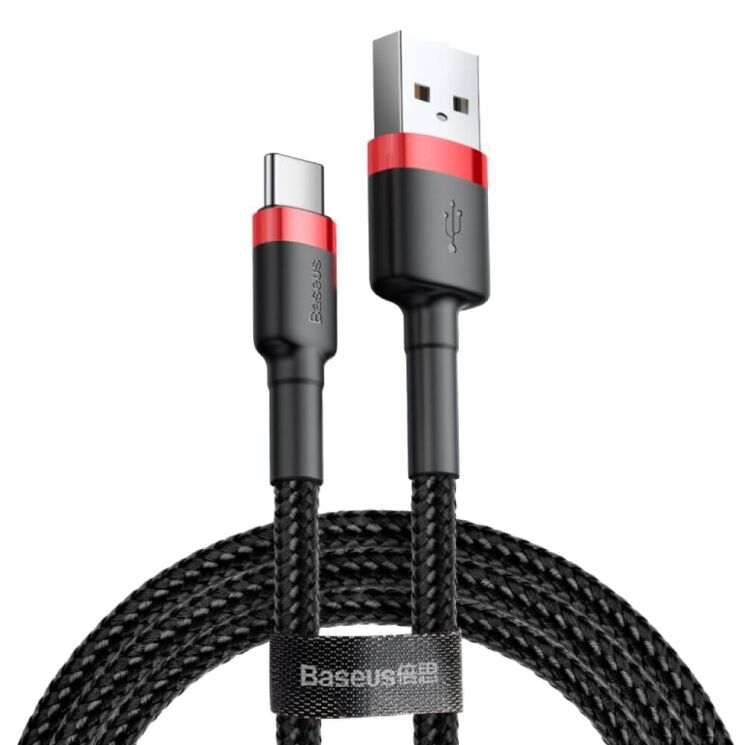 Кабель Baseus Cafule USB to Type-C (3A, 0.5m) CATKLF-A91 - Black / Red: фото 1 з 19