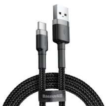 Кабель Baseus Cafule USB to Type-C (3A, 2m) CATKLF-CG1 - Black / Grey: фото 1 из 18