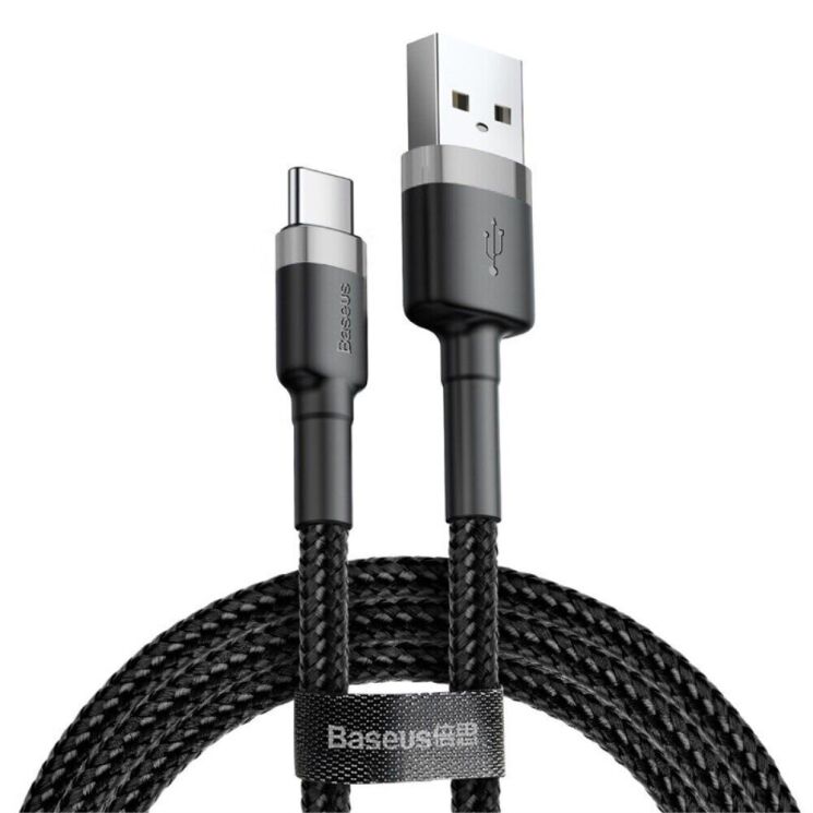 Кабель Baseus Cafule USB to Type-C (3A, 2m) CATKLF-CG1 - Black / Grey: фото 1 з 18