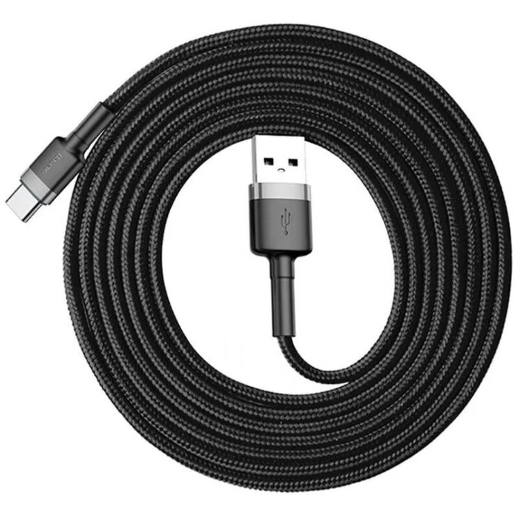 Кабель Baseus Cafule USB to Type-C (3A, 2m) CATKLF-CG1 - Black / Grey: фото 5 з 18