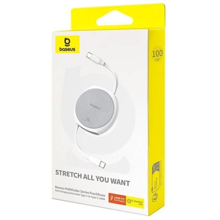 Кабель Baseus Free2Draw Type-C to Type-C (100W, 1m) P10364500211-00 - White: фото 3 з 24