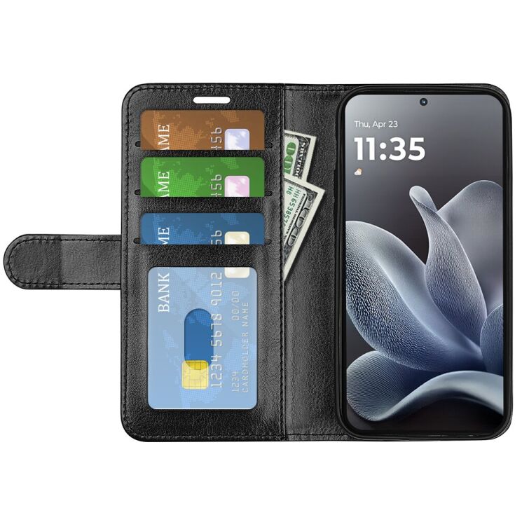 Классический чехол-книжка Deexe Wallet Style для Motorola Edge 70 Max - Black (435517B) Классический чехол-книжка Deexe Wallet Style для Motorola Edge 70 Max - Black: фото 2 из 8