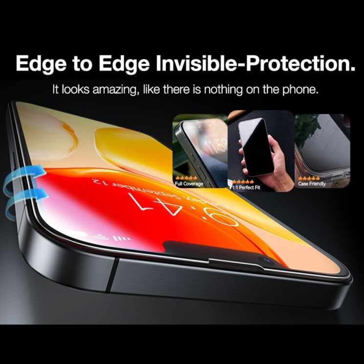 Комплект захисних стекол TORRAS GlassGo Set для Apple iPhone 16e - Black: фото 8 з 12