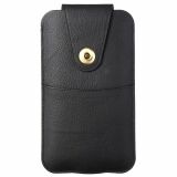 Шкіряний чохол на пояс Deexe Pouch Case для смартфонів (розмір: L) - Black (981127B)