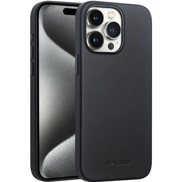 Защитный чехол QIALINO Classic Cover (with MagSafe Support) для Apple iPhone 15 Pro Max - Black: фото 1 из 7