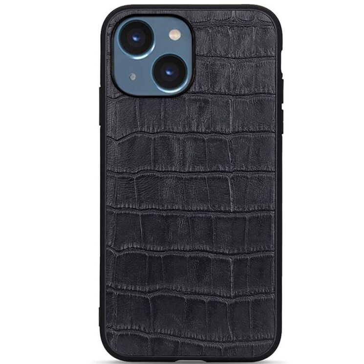 Кожаный чехол UniCase Croco Skin для Apple iPhone 15 - Black: фото 1 из 3