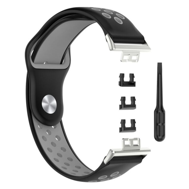 Ремешок Deexe Dot Color для Huawei Watch Fit - Black / Grey: фото 4 из 5