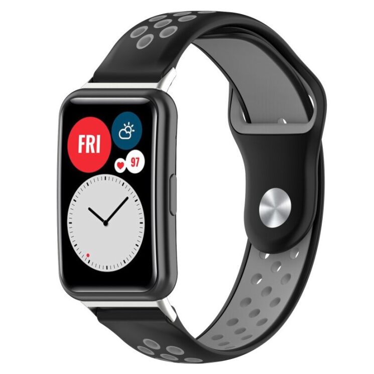 Ремешок Deexe Dot Color для Huawei Watch Fit - Black / Grey: фото 1 из 5