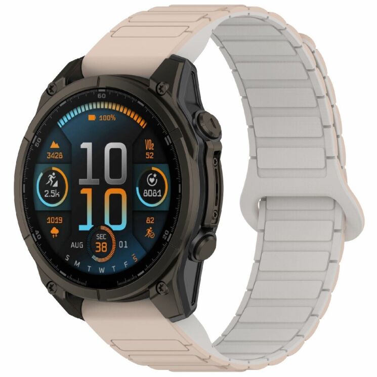 Ремешок Deexe Flexible Fit для часов Garmin c креплением Quick Fit 26mm - Milk Tea / Rock White: фото 2 из 8