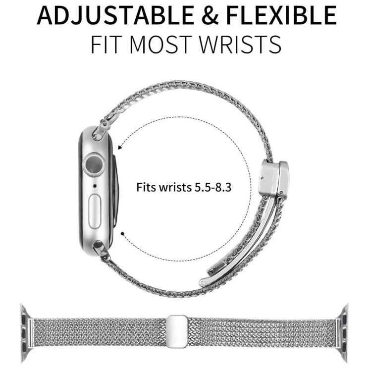 Ремінець Deexe Milanese Band для Apple Watch 42 (Series 10) / 41 / 40 / SE 40 / 38 - Silver: фото 6 з 6