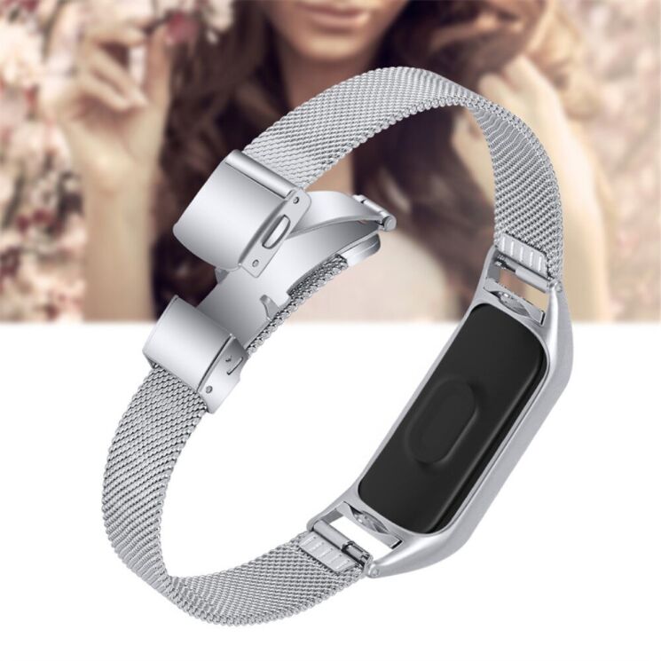 Ремінець Deexe Milanese Bracelet для Xiaomi Mi Band 7 - Silver: фото 5 з 7