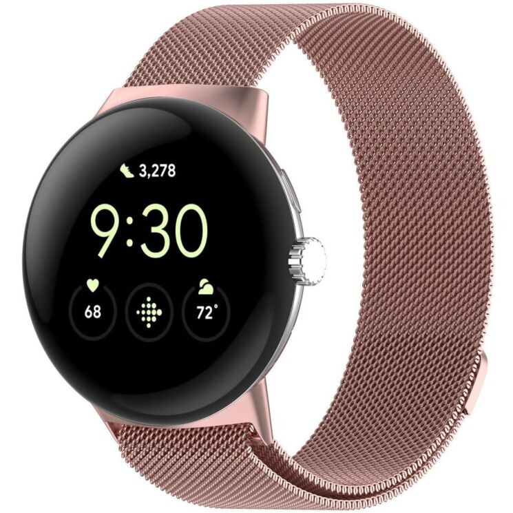 Ремешок Deexe Milanese Loop для Google Pixel Watch 3 (45mm) - Rose Pink: фото 3 из 7
