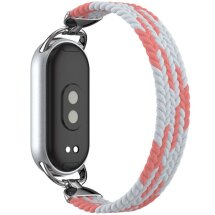Ремешок Deexe Nylon Woven для Xiaomi Mi Smart Band 8 / Band 9 / Band 10 - Pink / White: фото 1 из 5