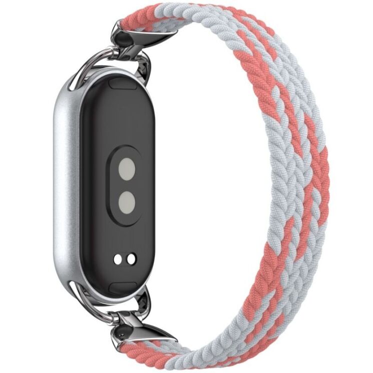 Ремешок Deexe Nylon Woven для Xiaomi Mi Smart Band 8 / Band 9 / Band 10 - Pink / White: фото 1 из 5
