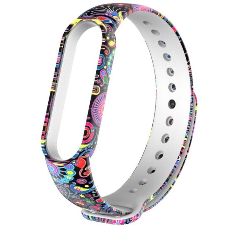 Ремешок Deexe Style Strap для Xiaomi Mi Band 5 / Mi Band 6 - Colorful Peacock: фото 4 из 5