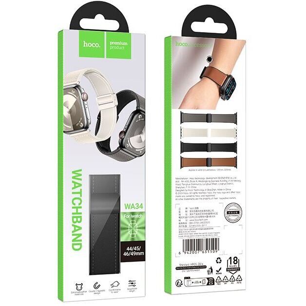 Ремінець Hoco WA34 для Apple Watch 46 / 45 / 44 / SE 44 / Ultra / Ultra 2 / Ultra 3 - Black: фото 2 з 6