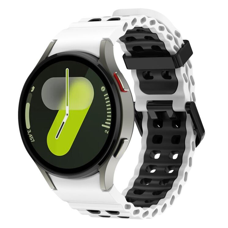Ремінець KALEBOL Ocean Strap для Samsung Galaxy Watch 4 / 4 Classic / 5 / 5 Pro / 6 / 6 Classic / 7 / FE - White / Black: фото 4 з 9