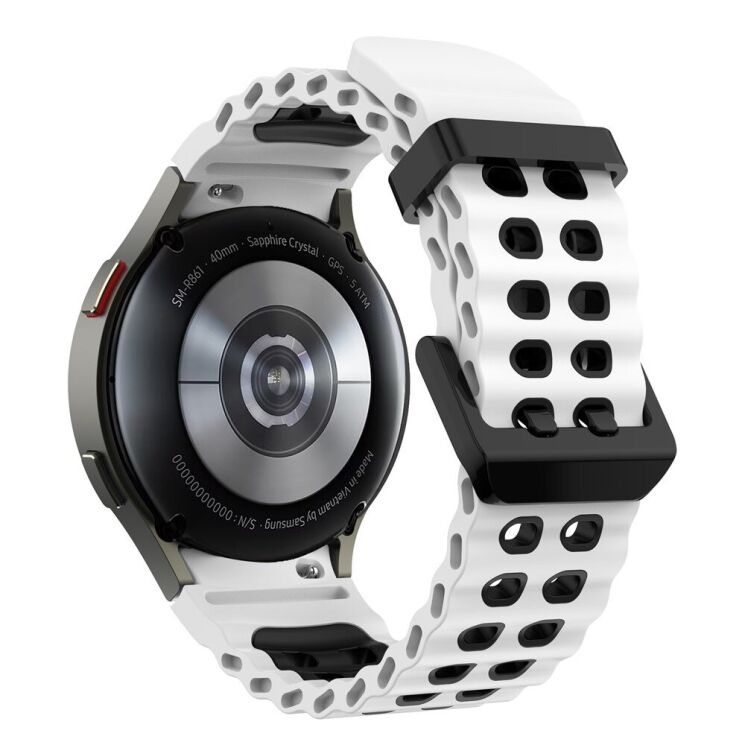 Ремінець KALEBOL Ocean Strap для Samsung Galaxy Watch 4 / 4 Classic / 5 / 5 Pro / 6 / 6 Classic / 7 / FE - White / Black: фото 1 з 9