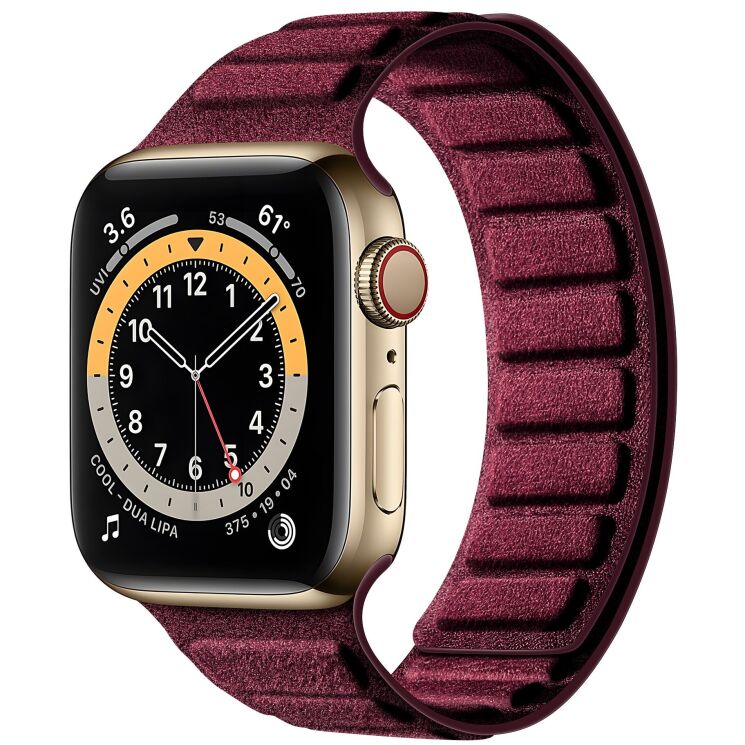 Ремешок Reframe Suede Leather для Apple Watch 42 (Series 10/11) / 41 / 40 / SE 40 / 38 - Wine Red: фото 2 из 7
