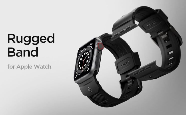 Ремешок Spigen (SGP) Rugged Band для Apple Watch 46 / 45 / 44 / SE 44 / 42 (Series 1-3) / Ultra / Ultra 2 - Matte Black: фото 11 из 19
