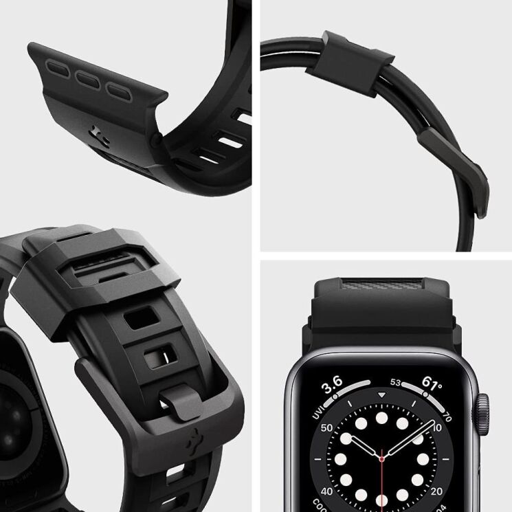 Ремешок Spigen (SGP) Rugged Band для Apple Watch 46 / 45 / 44 / SE 44 / 42 (Series 1-3) / Ultra / Ultra 2 - Matte Black: фото 17 из 19