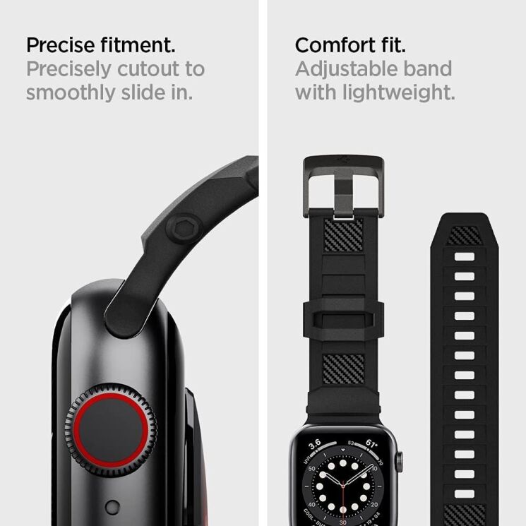 Ремешок Spigen (SGP) Rugged Band для Apple Watch 46 / 45 / 44 / SE 44 / 42 (Series 1-3) / Ultra / Ultra 2 - Matte Black: фото 16 из 19