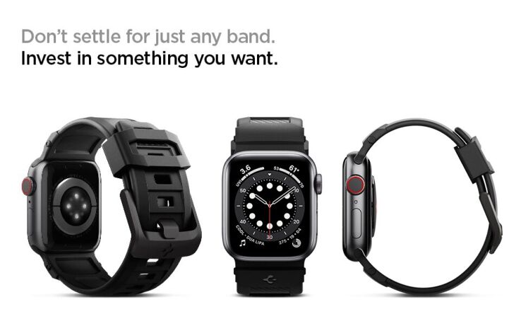 Ремешок Spigen (SGP) Rugged Band для Apple Watch 46 / 45 / 44 / SE 44 / 42 (Series 1-3) / Ultra / Ultra 2 - Matte Black: фото 18 из 19
