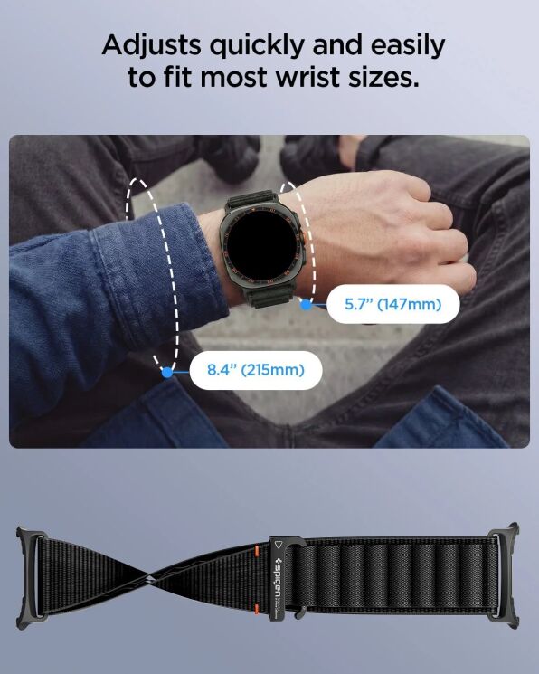 Ремешок Spigen WBF1 Band для Samsung Galaxy Watch Ultra 2 / Ultra / Ultra (2025) AMP11614 - Black: фото 10 из 11