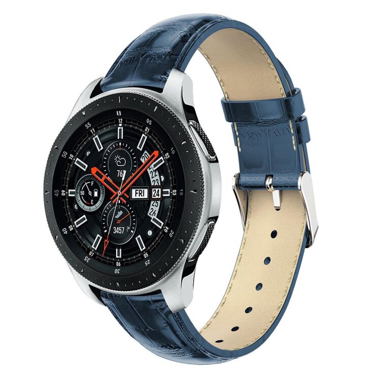 Ремешок UniCase Crocodile Texture для Samsung Galaxy Watch 46mm / Watch 3 45mm / Gear S3 - Blue: фото 1 из 5