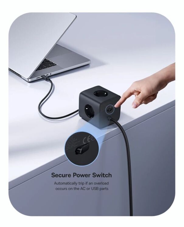 Сетевое зарядное устройство Baseus EnerFill FA11 3AC + 1U + 2C (67W) E00082100123-00 - Black: фото 15 из 22