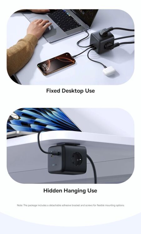 Сетевое зарядное устройство Baseus EnerFill FA11 3AC + 1U + 2C (67W) E00082100123-00 - Black: фото 10 из 22