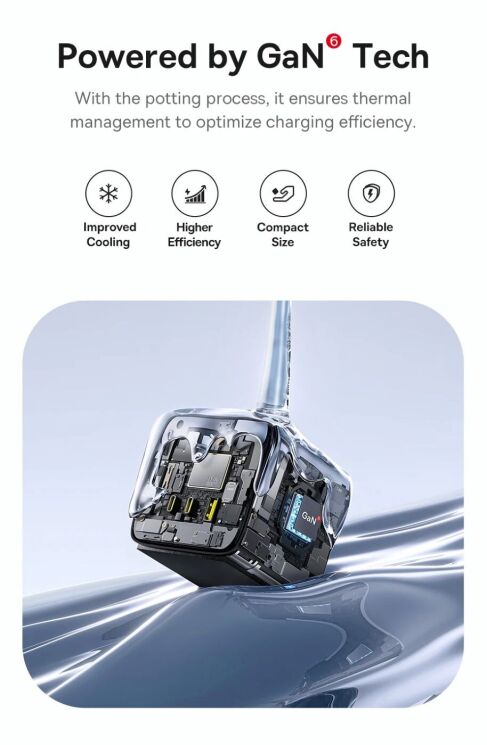 Сетевое зарядное устройство Baseus EnerFill FA11 3AC + 1U + 2C (67W) E00082100123-00 - Black: фото 14 из 22