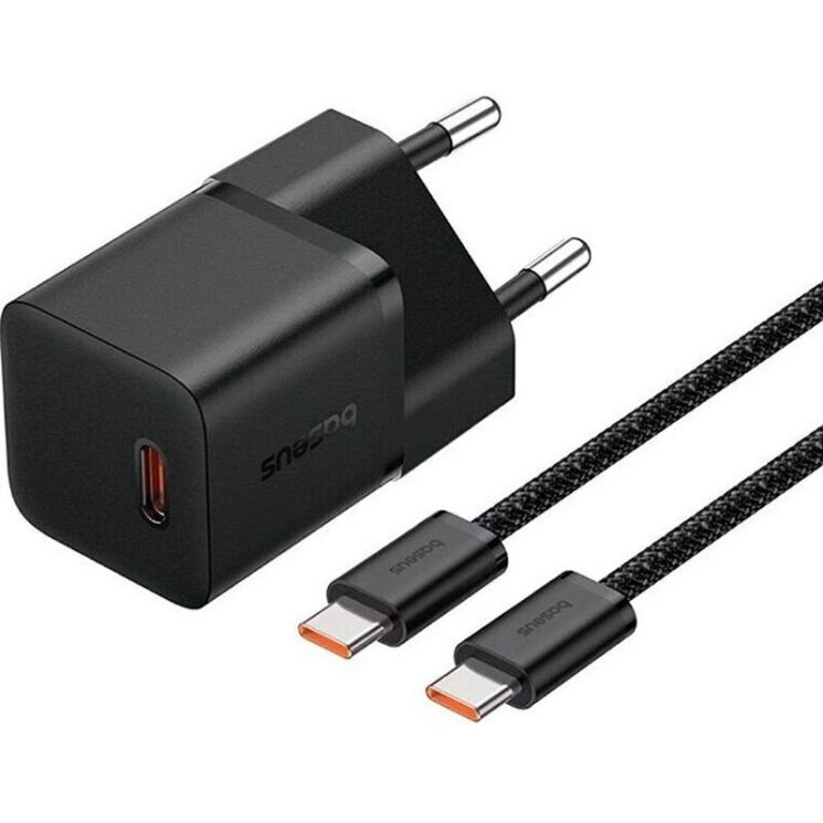 Мережевий зарядний пристрій Baseus GaN 1C 25W + кабель Type-C to Type-C (100W, 1m) P10110909113-01 - Cluster Black: фото 2 з 3