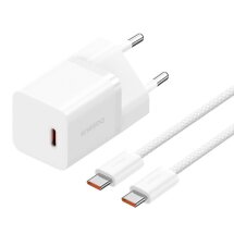 Мережевий зарядний пристрій Baseus GaN5S 1C 30W + кабель Type-C to Type-C (100W, 1m) P10110902213-00 - White: фото 1 з 21