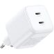 Сетевое зарядное устройство UGREEN X526 45W 2Type-C (65154) - White (995661W). Фото 1 из 11