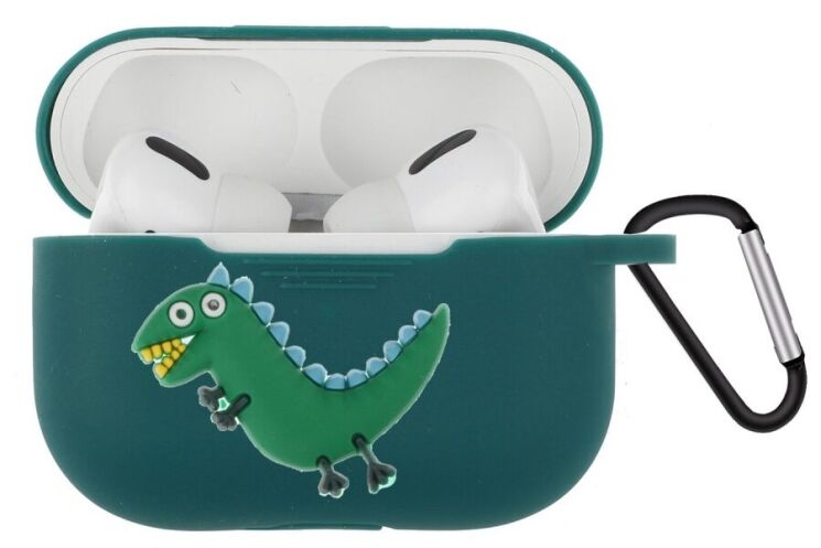Силиконовый чехол Deexe 3D Cartoon для AirPods Pro - Green Dinosaur: фото 1 из 8