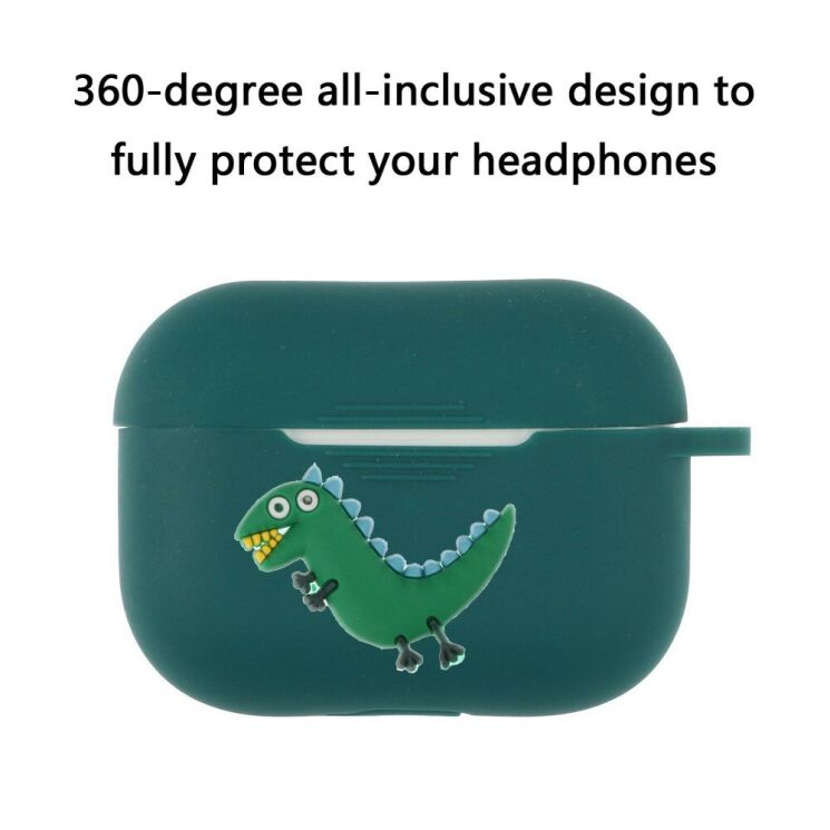 Силиконовый чехол Deexe 3D Cartoon для AirPods Pro - Green Dinosaur: фото 2 из 8