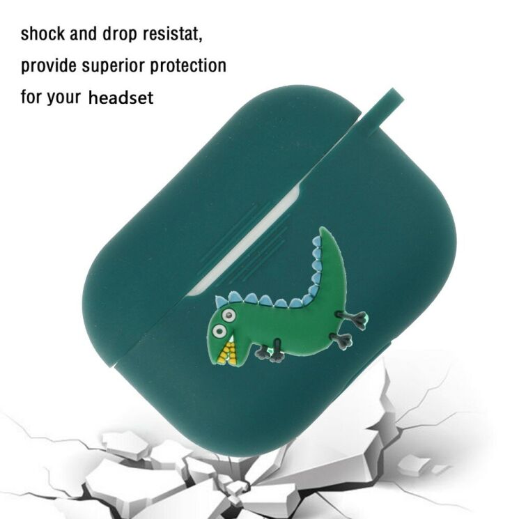 Силиконовый чехол Deexe 3D Cartoon для AirPods Pro - Green Dinosaur: фото 5 из 8