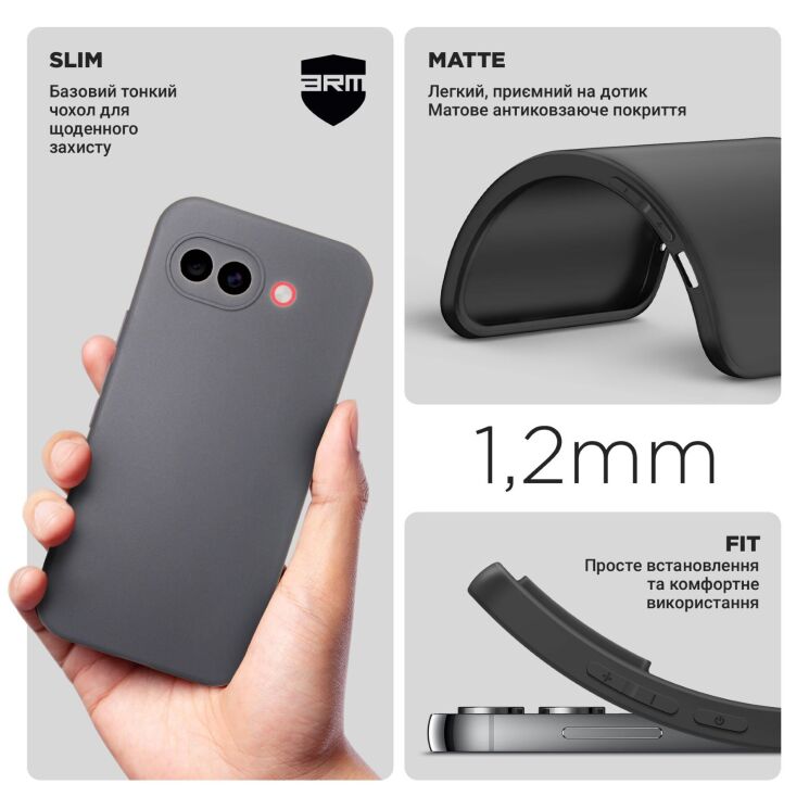 Силіконовий (TPU) чохол ArmorStandart Matte Slim Fit для Google Pixel 10a - Black: фото 4 з 5