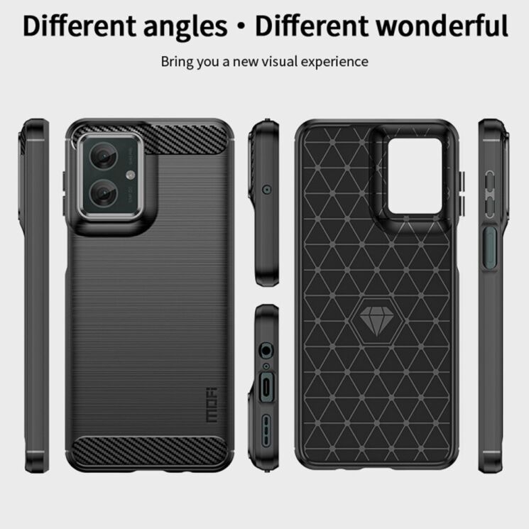 Силиконовый (TPU) чехол MOFI Carbon Fiber для Motorola Moto G55 - Black: фото 9 из 10