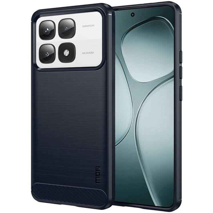 Силиконовый (TPU) чехол MOFI Carbon Fiber для Xiaomi 14T / 14T Pro - Blue: фото 1 из 9