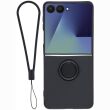 Силиконовый (TPU) чехол с кольцом Deexe Color Shell (FF) для Samsung Galaxy Flip 8 - Black (423529B)